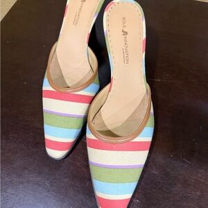 Women's Striped Multicolor Mules